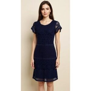 Xhilaration Lace Dress‎ • Navy Blue • Scoop Neck • Short Sleeve • Size M • Lined